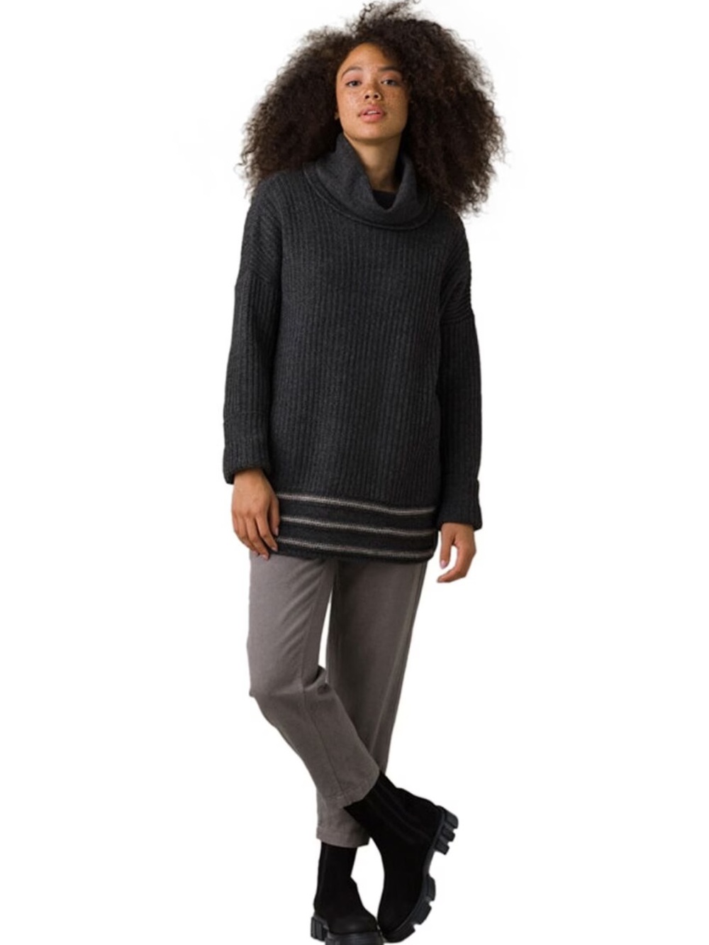 PRANA Funen Loop Sweater Tunic Charcoal Gray Size XS